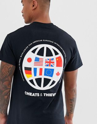 Oversized t-shirt med worldwide-print på ryggen fra Cheats & Thieves-Sort
