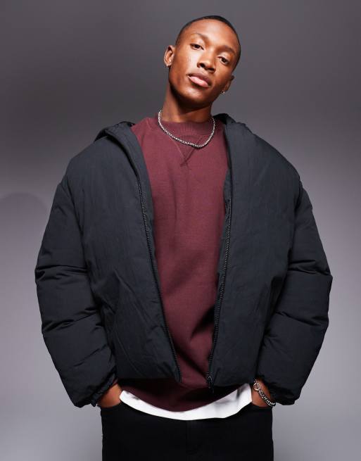 Oversized vatteret jakke i sort fra ASOS DESIGN