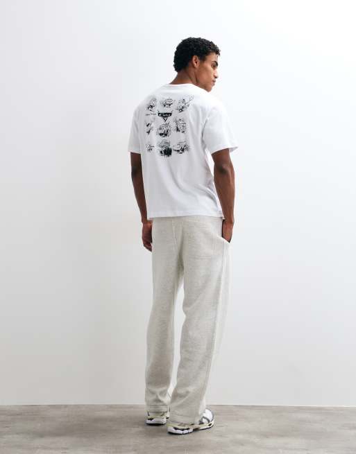 oversized wit T-shirt met print van meerdere tekenfilmauto's op de achterkant, 3 van 5