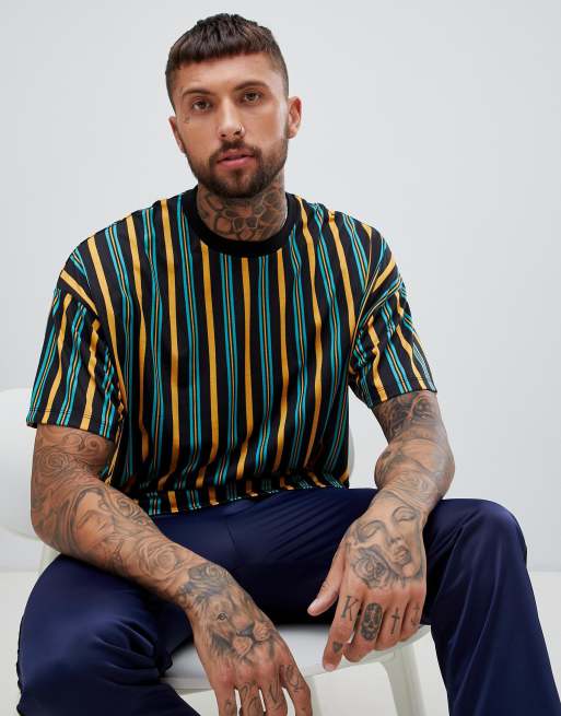 Oversized T-shirt med lodrette lyse striber fra ASOS DESIGN