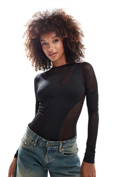 OW Collection - Body met spiraalvormig motief in zwart - view 1