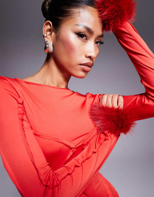 open lace back dress Red Anastacia Drape Maxi Dress main image 1