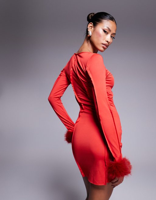 OW Collection Ciara mini dress in red