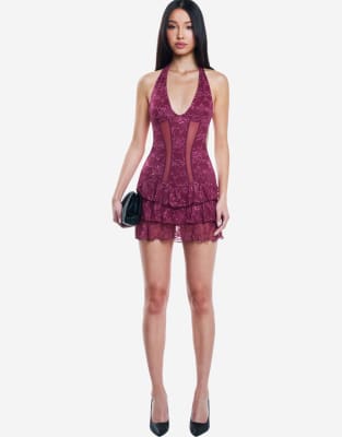 OW Collection - Eleanor - Minikleid in Kirschrot-Lila