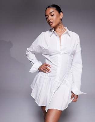 OW Collection - Ellie - Hemdblusenkleid in Weiß