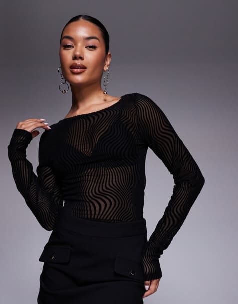 OW Collection - Eva - Blouse en tulle - Noir - view 1