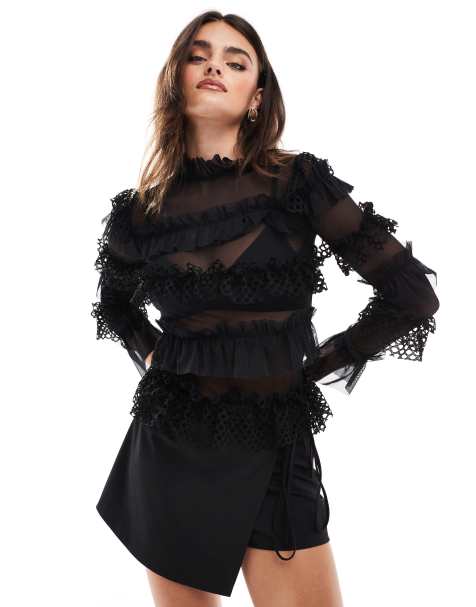 OW Collection - Grace - Body met lange mouwen in zwart - view 1