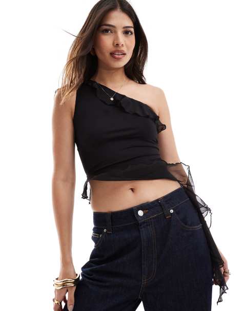 OW Collection Harper Asymmetric Top in Black - view 1