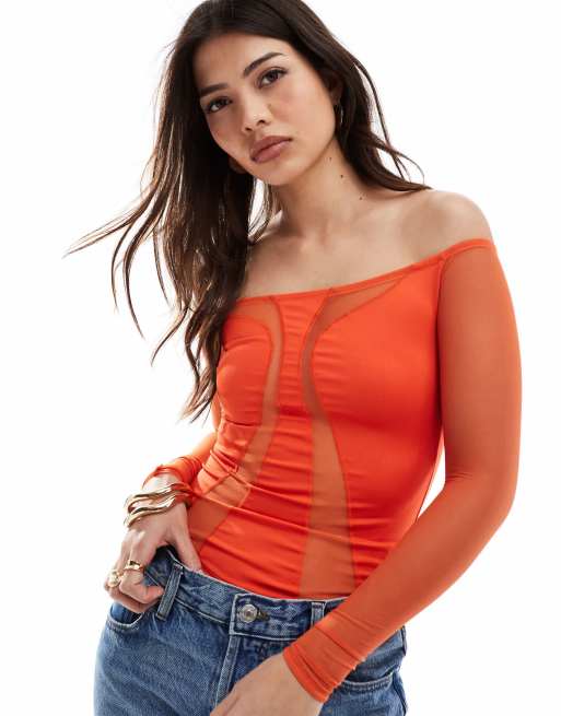 OW Collection – Swirl – Langärmliges Bluse in Rot