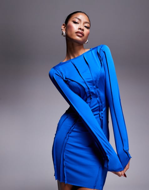 OW Collection Twist mini dress in blue