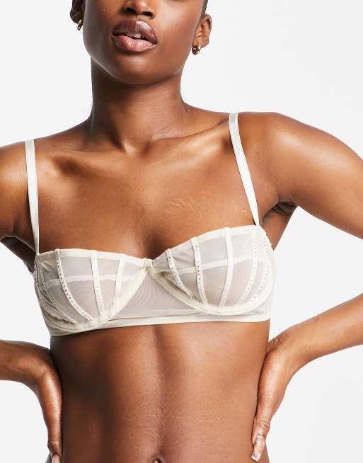 OW Intimates crystal bra in light beige