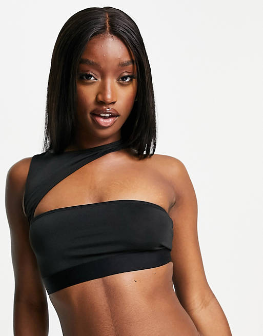 OW Intimates zelma cut out crop bralette top in black 
