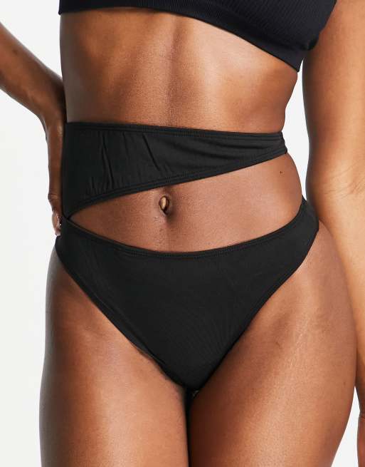 OW Intimates – Zelma – Kurzer Tanga in Schwarz mit Zierausschnitt 