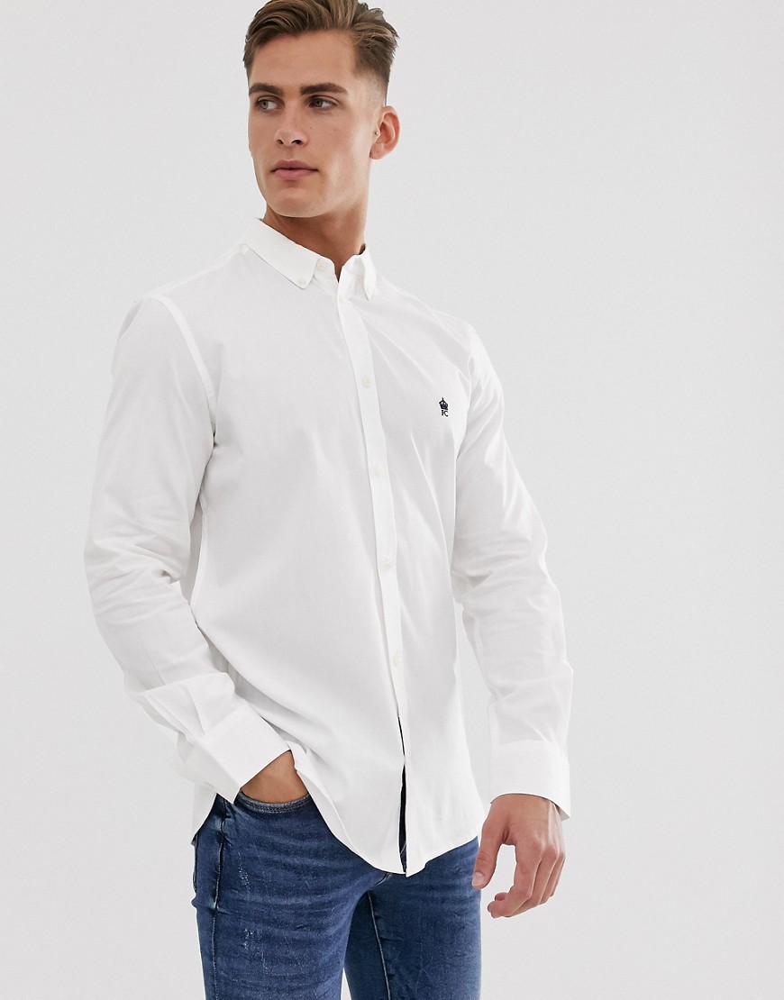 Oxford-skjorte med knapper og logo fra French Connection-Hvid