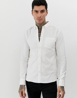 Oxford-skjorte med lange ærmer fra D-Struct-Hvid