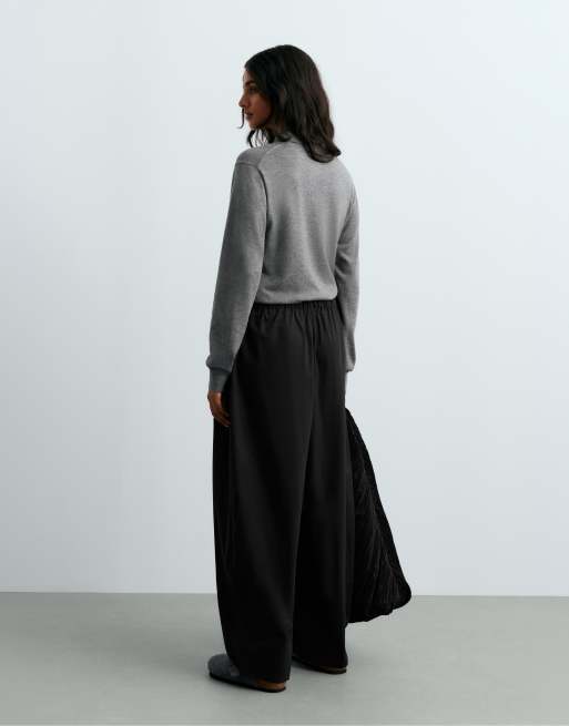 OYSHO 100% bomuld tapered bukser i sort, 3 af 7