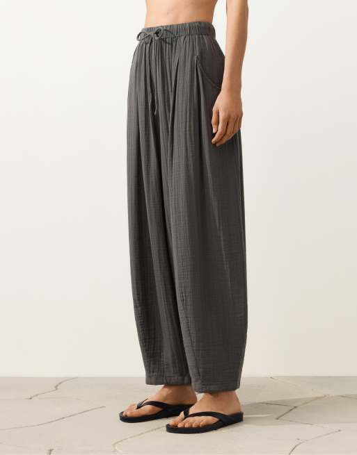 OYSHO 100% cotton balloon trousers in grey, 2 of 4
