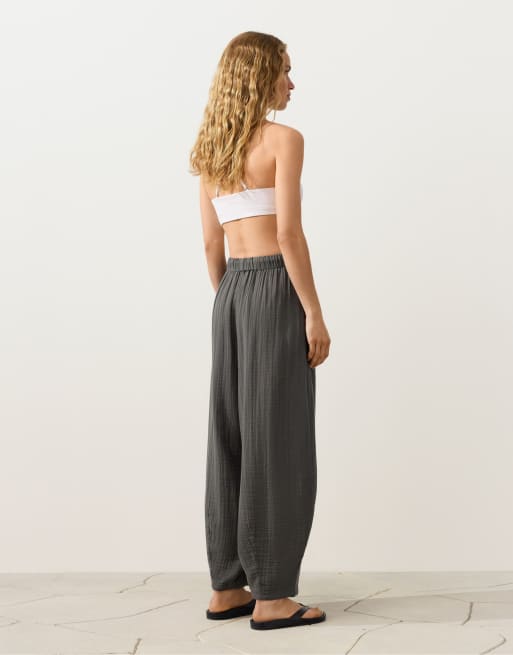 OYSHO 100% cotton balloon trousers in grey, 4 of 4