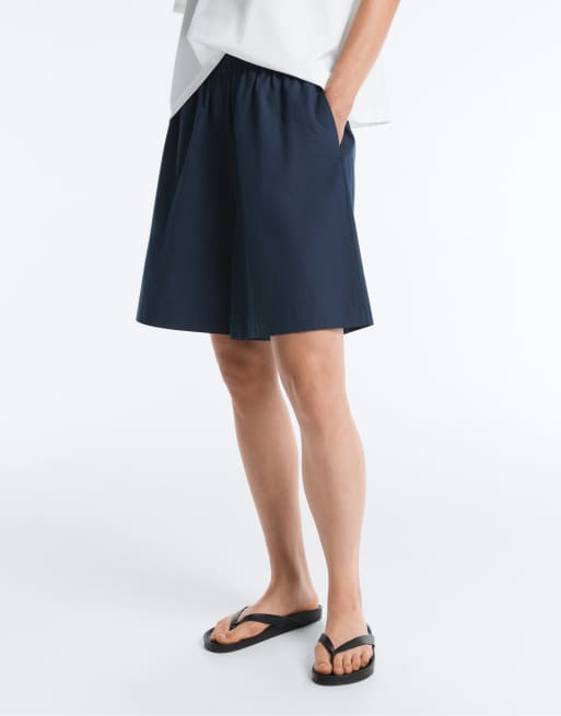 OYSHO 100% cotton bermuda shorts in navy, 3 of 4