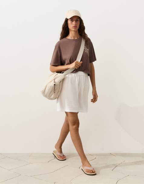 OYSHO 100% cotton bermuda shorts in off-white - view 1