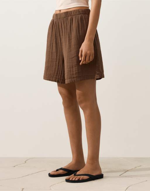 OYSHO 100% cotton bermuda shorts in tan, 2 of 4