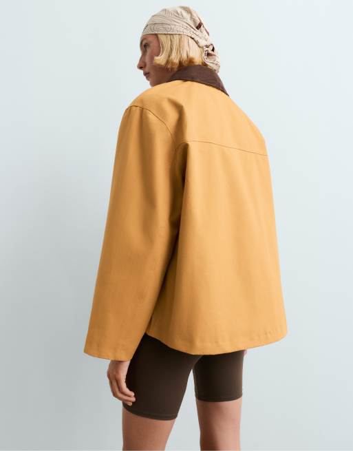 OYSHO 100% cotton canvas jacket in mustard, 5 of 6
