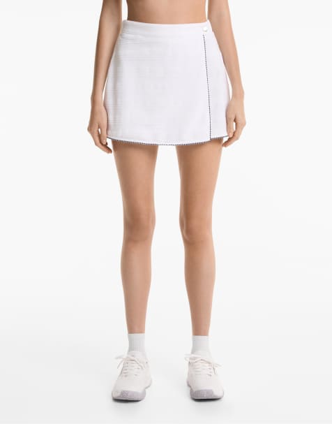 OYSHO 100% cotton jacquard piqué skort in off-white - view 1