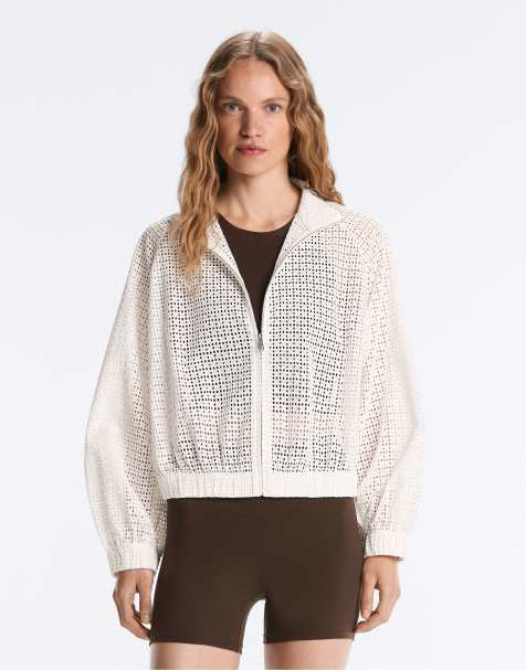 OYSHO 100% cotton openwork jacket in off-white - view 1