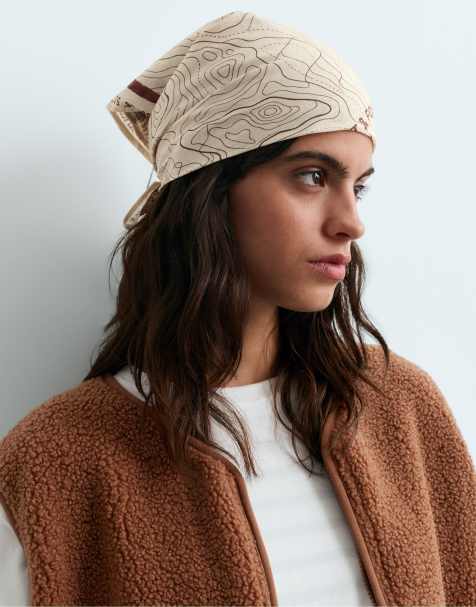 OYSHO 100% cotton print bandana in cream - view 1