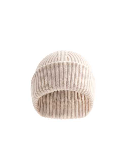 OYSHO 100% cotton ribbed beanie in ecru, 2 of 4