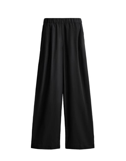 OYSHO 100% cotton tapered trousers in black, 7 of 7