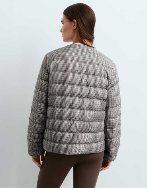 OYSHO 100% down padded packable jacket in dusty taupe, 4 of 5
