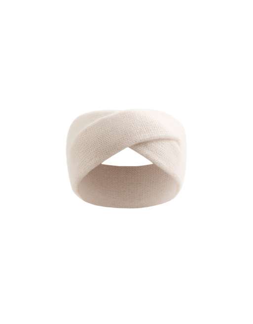 OYSHO 100% kashmir korsat stickat pannband i naturvit, 3 av 4