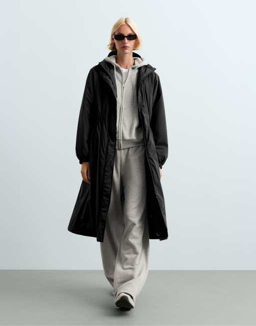 OYSHO 10k thindown® wasserdichte, superleichte, lange Steppjacke in Schwarz, 2 von 6
