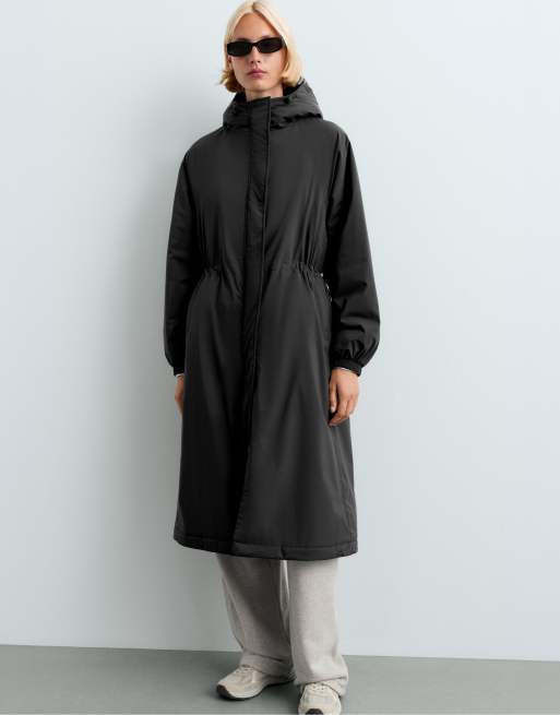 OYSHO 10k thindown® waterproof super extra-light long padded jacket in black, 2 of 4