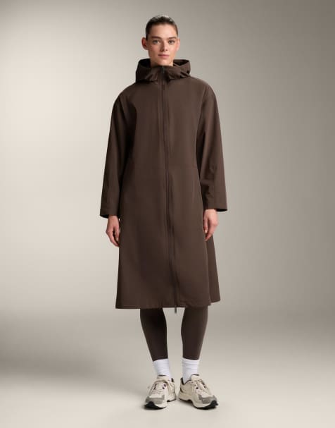 OYSHO – 10K – Wasserdichte, superleichte Jacke in Braun mit langem Schnitt - view 1
