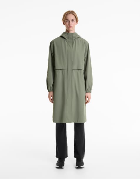 OYSHO – 10K – Wasserdichte, superleichte Jacke in Grün mit langem Schnitt - view 1