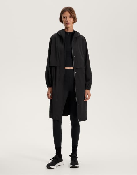 OYSHO – 10K wasserdichte, superleichte Jacke in Schwarz mit langem Schnitt - view 1