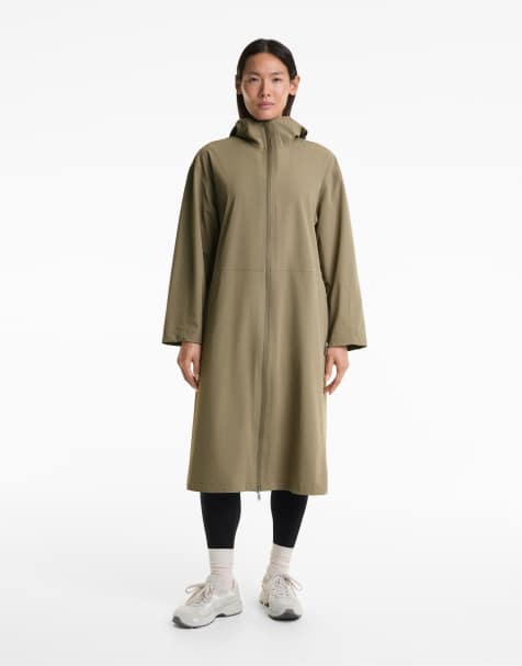 OYSHO 10k waterproof extra-lightweight long jacket in brown - view 1