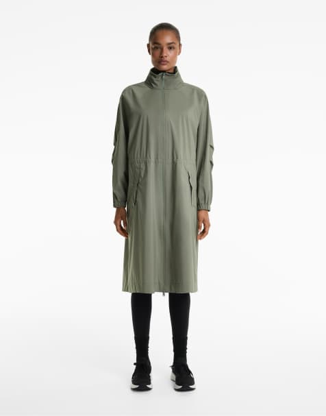 OYSHO 10k waterproof super extra-lightweight long padded jacket in khaki - view 1