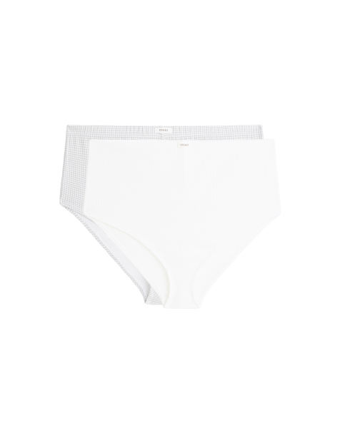 OYSHO 2 cotton blend logo shorties in pale grey - view 1