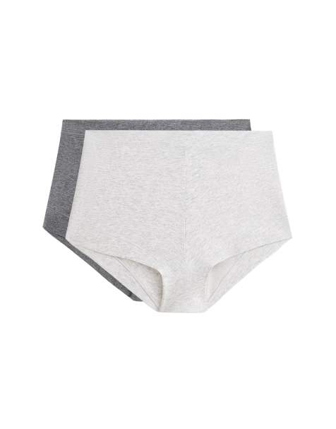 OYSHO 2 cotton blend shortie briefs in grey melange - view 1