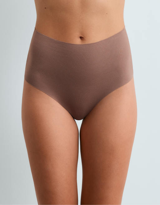 OYSHO 2 invisible cotton blend mid-rise classic briefs in pink and brown, 2 of 4