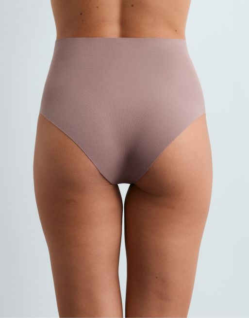 OYSHO 2 invisible cotton blend mid-rise classic briefs in pink and brown, 3 of 4