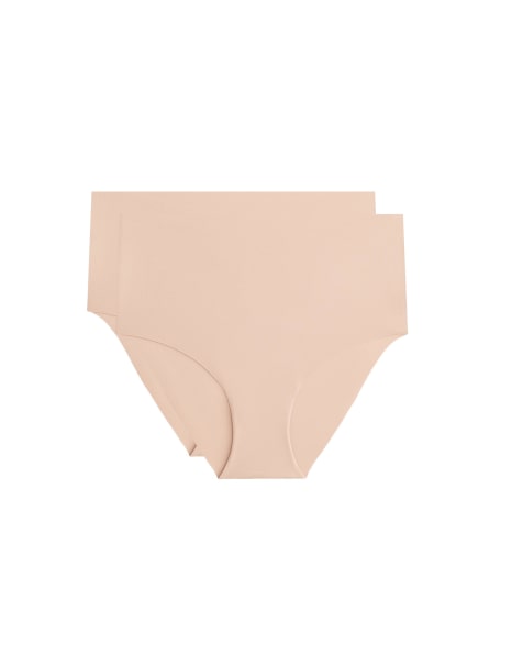 OYSHO 2 invisible polyamide blend classic mid-rise briefs in beige - view 1
