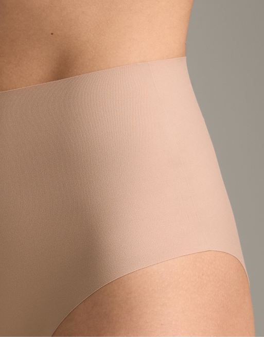 OYSHO 2 invisible polyamide blend medium-support high-waisted classic briefs in beige, 2 of 4