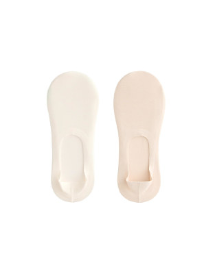 Oysho - 2 Paar hoch geschnittene Baumwollmix-Füßlinge in blassem Ecru-Neutral