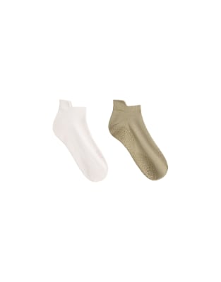Paar Yoga- und Pilates-Sneaker-Socken aus Polyamid-Mix in Beige-Neutral Neutral 36-38