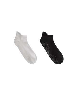 Oysho - 2 Paar Yoga- und Pilates-Sneaker-Socken aus Polyamid-Mix in Schwarz