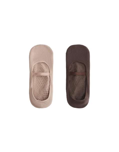 OYSHO – 2 Paar Yoga- und Pilates-Socken aus Baumwollmix in Braun mit überkreuzten Riemen und „unsichtbarem" Design - view 1